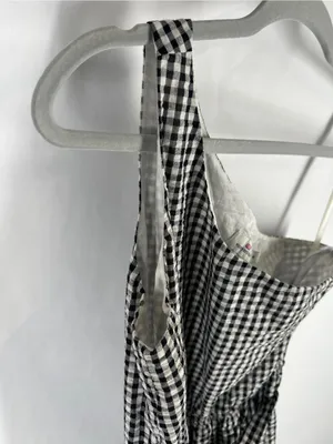 Vineyard Vines Black & White Gingham One-Shoulder Dress thumbnail 4