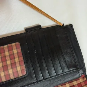Dockers Black Leather Tri-Fold Continental Wallet Plaid Lining Checkbook Holder thumbnail 10