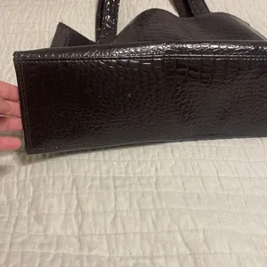 Brown crocodile print purse; no brand thumbnail 5