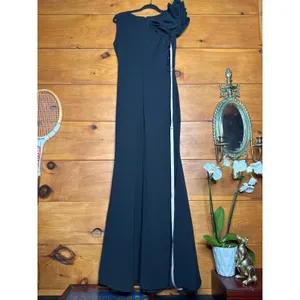 NWT Lulus Lucette Black Sleeveless Ruffled Mermaid Maxi Dress Gala Banquet Sz XL thumbnail 4