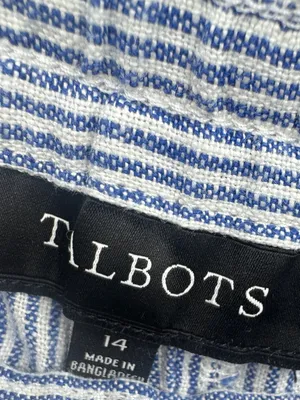 Talbots Linen Wide Leg Striped Pull On Relaxed Fit Pants Blue White Size 14 thumbnail 4