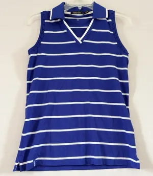 Polo Golf Ralph Lauren Womens Sleeveless Blue/White Strip‎ Shirt Small NwT thumbnail 1