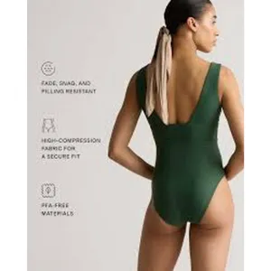 QUINCE Italian Plunge One Piece Swimsuit MINIMALIST NWT Palm Green Size Large L thumbnail 2