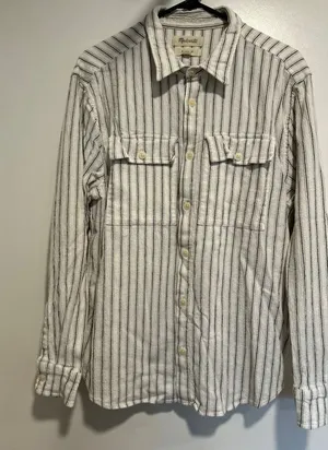 Madewell Perfect Fit Shirt Sz:M Coastal Striped Button Down crushed gauze finish thumbnail 1