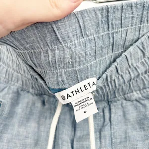 Athleta Womens Chambray Blue Cabo Linen Wide Leg Coastal Beach Travel Pants‎ 0 thumbnail 5