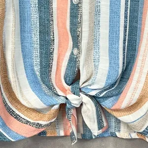 Beachy Striped Button‎ Front Shirt Women Medium Coastal Preppy Resort thumbnail 2