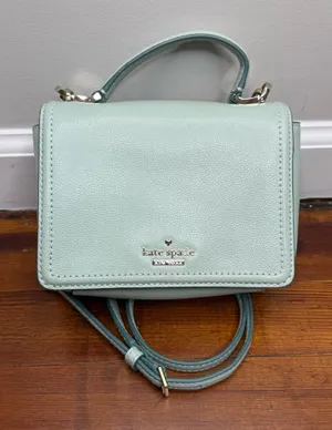 kate spade Mint Green Pebbled Leather Crossbody with Chain Strap thumbnail 1