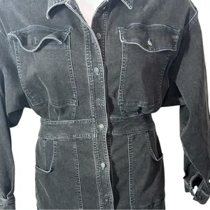Vintage Free People Black Denim Mini Dress Medium thumbnail 8
