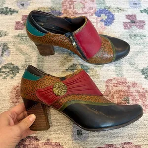 L'artise Spring‎ Step Womens Colorblock Ankle Booties Size 41 Animal Print Artsy thumbnail 2