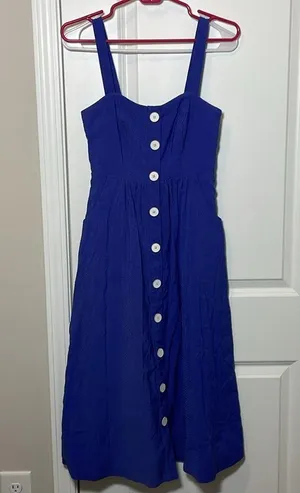 ANTHROPOLOGIE Maeve Seer Sucker Rosemary Midi blue Dress thumbnail 2