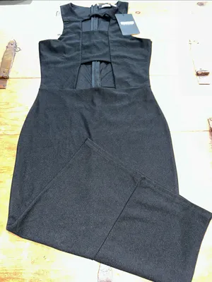 Missguided Black Cutout Bodycon Midi Dress Size 6 Sleeveless Cocktail Party thumbnail 6