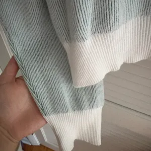 Nordstrom Von Maur cream and teal sweater thumbnail 4