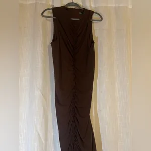 Zara Brown Ruched Maxi Dress thumbnail 2
