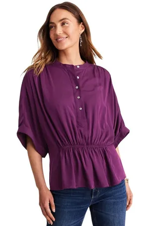 J. Jill Purple Soft Luxe Dolman Sleeve Button Front Blouse Medium WTP337251 thumbnail 1