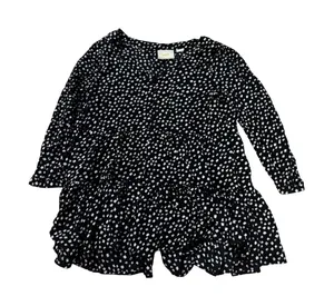 Maeve Anthropologie Black White‎ Polka Dot Tiered Babydoll Tunic Top Small thumbnail 1