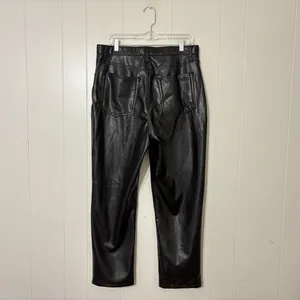 Abercrombie & Fitch 90s Straight Faux Leather Pants Black Ultra High Rise Size 1 thumbnail 8