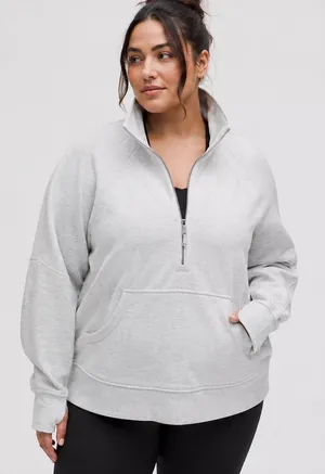 Lululemon Oversized Scuba Half Zip Funnel Neck Heathered Grey Long Sweater thumbnail 1
