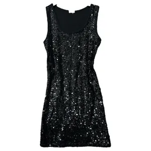 Womens Black Sequin Sleeveless Bodycon Cocktail Dress Size 0 90's Clubwear Glam‎ thumbnail 3