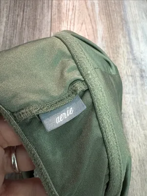Aerie Olive Satin Bralette with Lace Detail thumbnail 5