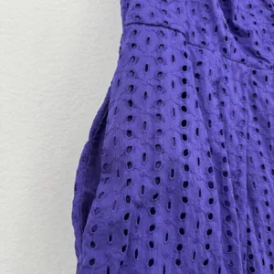 Eva Mendes NY&Co Purple Eyelet Fit Flare Dress Sz 12 Summer Cottagecore Classic thumbnail 5