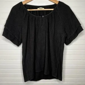 Madewell Women's Black Tiered Sleeve Blouse Size S Casual Loose Fit thumbnail 2