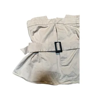 Zara Women's Sz Small Gabardine Top with Belt Light Beige Khaki Strapless Cotton thumbnail 4