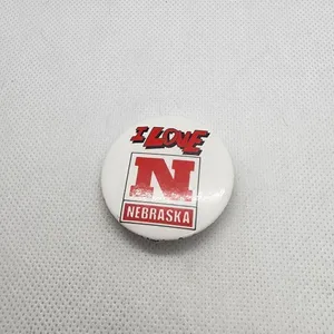 Vintage I Love N Nebraska Button Pin Red thumbnail 2
