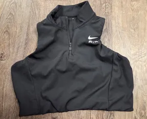 Nike 1/4 Zip Crop Tank Top Racerback Sports Bra Shirt Black XL thumbnail 1