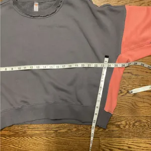 Mono B cropped Gray and coral color block Relaxed Fit Sweatshirt. Large thumbnail 10