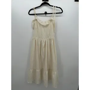 Celebrity Pink Eyelet Midi Dress XS Ivory Cottagecore Coquette Tie Strap thumbnail 3