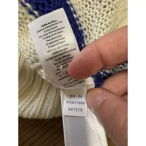 LuLaRoe Oversized Cardigan Sweater White Blue Stripes Size Medium Button‎ Preppy thumbnail 11