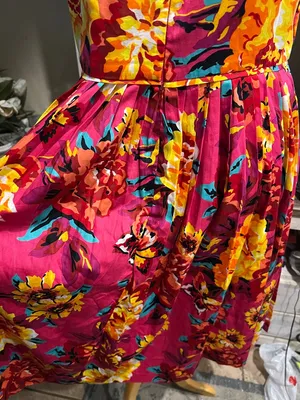 Isaac Mizrahi for Target bold floral pink spaghetti strap sundress size 14 thumbnail 7