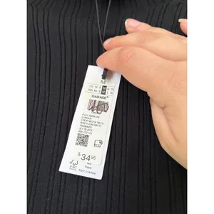 NWT Garage Jet Black Ribbed Mock Neck Crop‎ Bodycon Sweater NWT Size Medium thumbnail 5