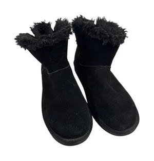 Koolaburra by UGG Victoria Short Black Suede Fur Trim Boots Womens 10 thumbnail 1