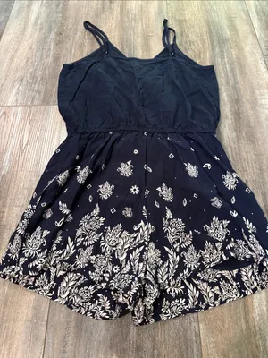Garage Navy & White Floral Boho Bandana Print Romper XS thumbnail 7