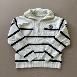Mariner Striped Half Zip Knit Sweater White thumbnail 1