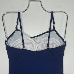 Vintage Jantzen 90's Blue Red Striped Gold Chain Swimsuit thumbnail 9
