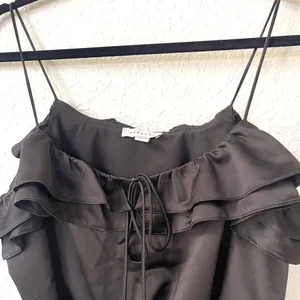 Topshop‎ Ruffle Detail Black Cami Blouse Size 6 thumbnail 9