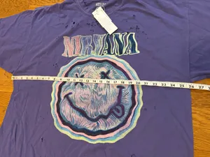 Nirvana NWT oversized distressed short sleeve graphic T shirt dress size L/XL thumbnail 11