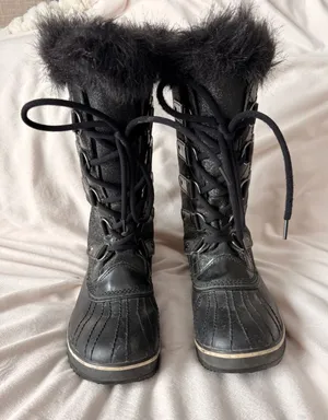 Sorel Joan of Arctic Black Glitter Faux Fur Waterproof Winter Boots Size 9 thumbnail 1