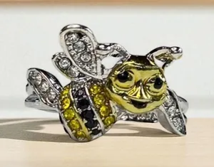Silver Hidden Message Bee Ring Size 8 thumbnail 1