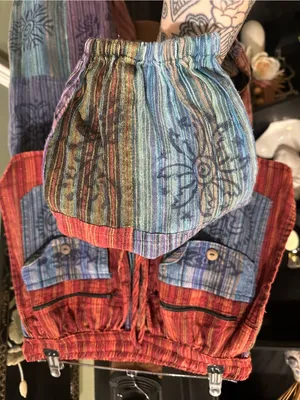 Hippie Patchwork Cotton Pants – Size Small Red thumbnail 4