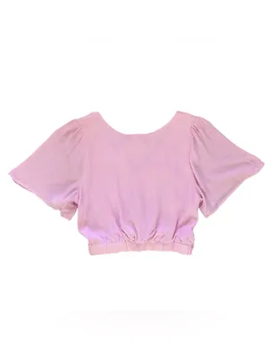 NWT Abercrombie & Fitch Knot-Front Cropped Top Women' Size Medium Pink Boho thumbnail 3