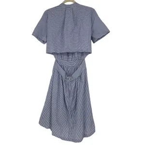 Avec‎ Les Filles Blue White Striped Cutout Back Midi Dress Size 6 Coastal thumbnail 4