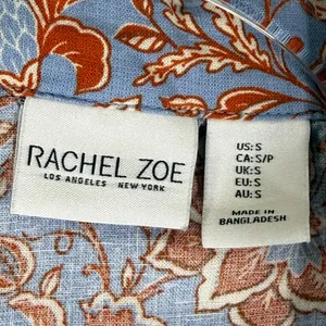 Rachel Zoe Blue Floral Linen Blend Short Sleeve Button Down Pajama Set Small‎ thumbnail 2