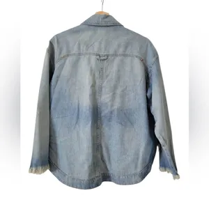 Pilcro Anthropologie Denim Trucker Jacket Boho Grunge Oversized Slouchy Fit thumbnail 7