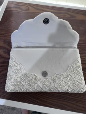 Beaded Floral Clutch White thumbnail 3