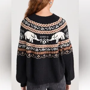 FREE‎ PEOPLE Nellie Fair Isle Elephant Sweater size Medium thumbnail 3