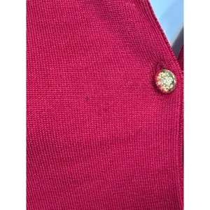 Lauren Ralph Lauren Red Silk Blend Button‎ Front Cardigan Large Coastal Grandma thumbnail 7