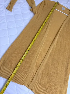 A New Day Mustard Open Front Cardigan Sweater S Lightweight Duster Cozy Layering thumbnail 6